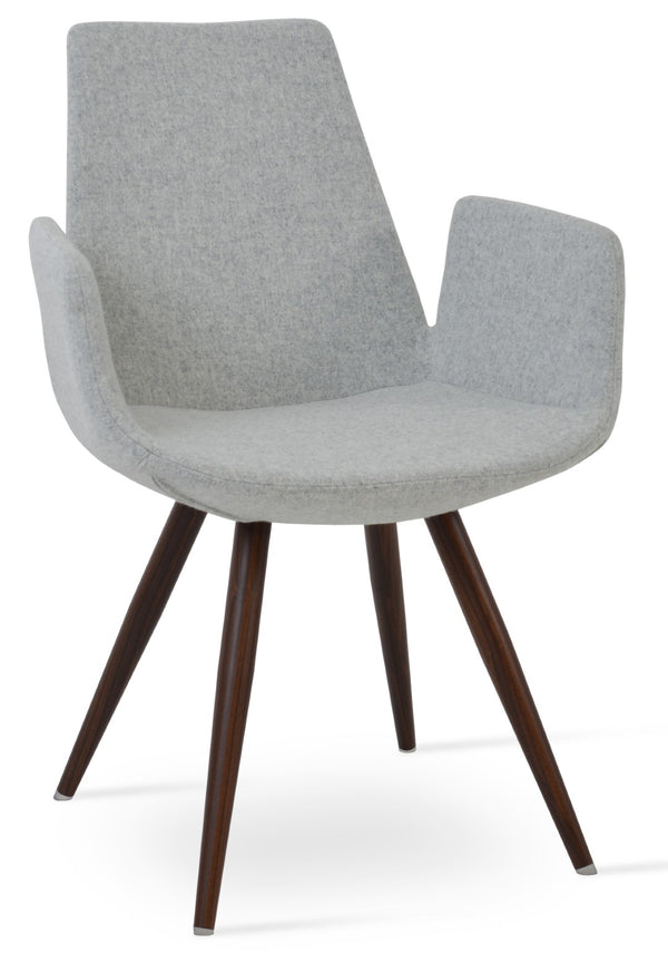 Soho Concept Eiffel Arm Wood Counter & Bar Dining Chair - Solid Wood, Wool Upholstery, 10-year Guarantee, Dark Grey Walnut,Silver  Soho-concept-dining-chair-03048
