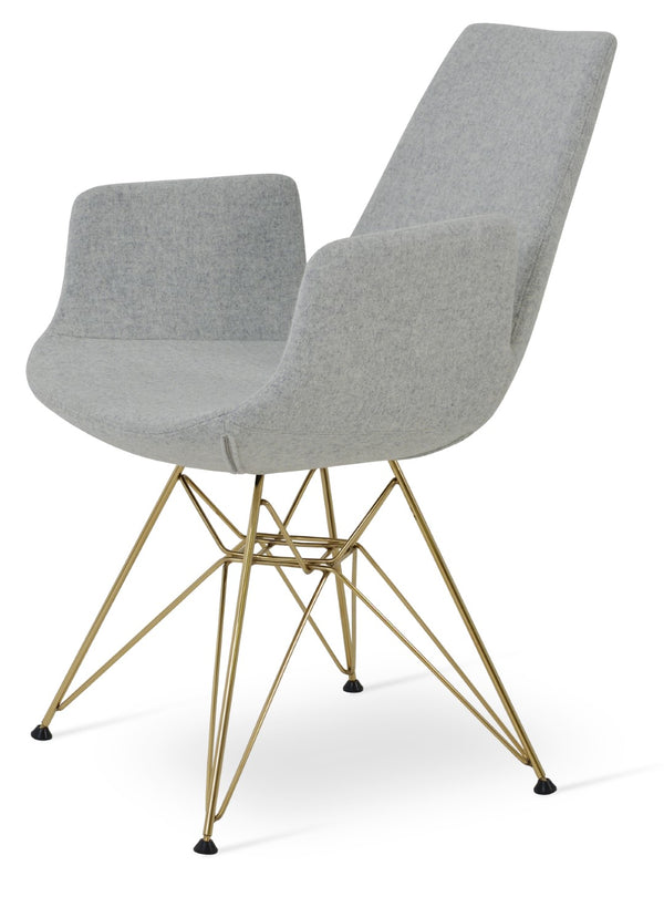 Soho Concept Eiffel Arm Wire Counter & Bar Chair - Stylish Wool Fabric, 10-year Guarantee, Modern Design, Dark Grey Gold,Silver  Soho-concept-dining-chair-03057