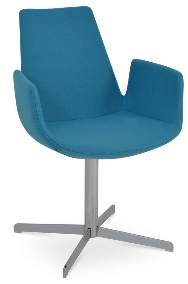 Soho Concept Eiffel Arm Galata Dining Chair - Stylish Wool Upholstery, Brass Finish, 10-year Guarantee, Durable Design Chrome,Turquoise Steel Tubular Legs Soho-concept-dining-chair-02965
