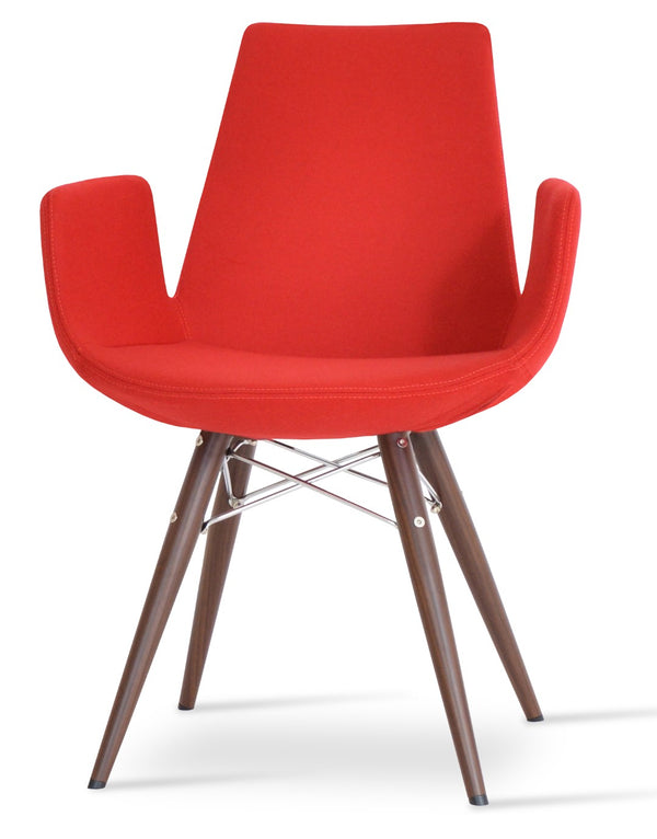 Soho Concept Eiffel Arm Wood Counter & Bar Dining Chair - Solid Wood, Wool Upholstery, 10-year Guarantee, Dark Grey Walnut  Soho-concept-dining-chair-02970