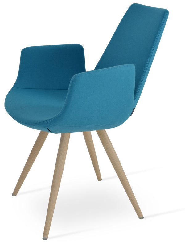 Soho Concept Eiffel Arm Wood Counter & Bar Dining Chair - Solid Wood, Wool Upholstery, 10-year Guarantee, Dark Grey Natural,Turquoise  Soho-concept-dining-chair-02984