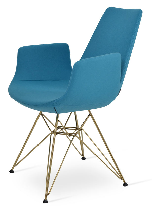 Soho Concept Eiffel Arm Wire Counter & Bar Chair - Stylish Wool Fabric, 10-year Guarantee, Modern Design, Dark Grey Gold,Turquoise  Soho-concept-dining-chair-02989