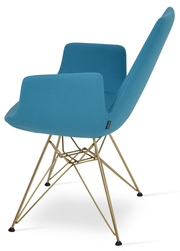 Soho Concept Eiffel Arm Wire Counter & Bar Chair - Stylish Wool Fabric, 10-year Guarantee, Modern Design, Dark Grey Gold,Turquoise  Soho-concept-dining-chair-02988