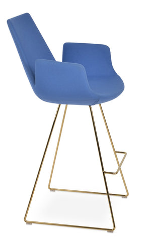 Soho Concept Eiffel Arm Barstools & Counterstools - Stylish Wool Fabric, Chrome Finish, 10-year Warranty, Versatile Design Gold  Soho-concept-dining-chair-08255
