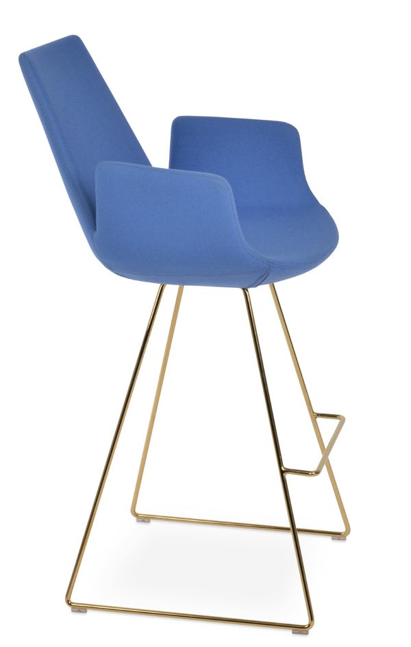 Soho Concept Eiffel Arm Barstools & Counterstools - Stylish Wool Fabric, Chrome Finish, 10-year Warranty, Versatile Design Gold  Soho-concept-dining-chair-08255