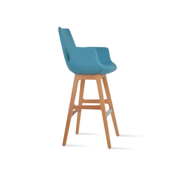 Soho Concept Eiffel Arm Barstools & Counterstools With Premium Wool Fabric - Customizable Walnut Finish Options Natural,Turquoise  Soho-concept-dining-chair-08218