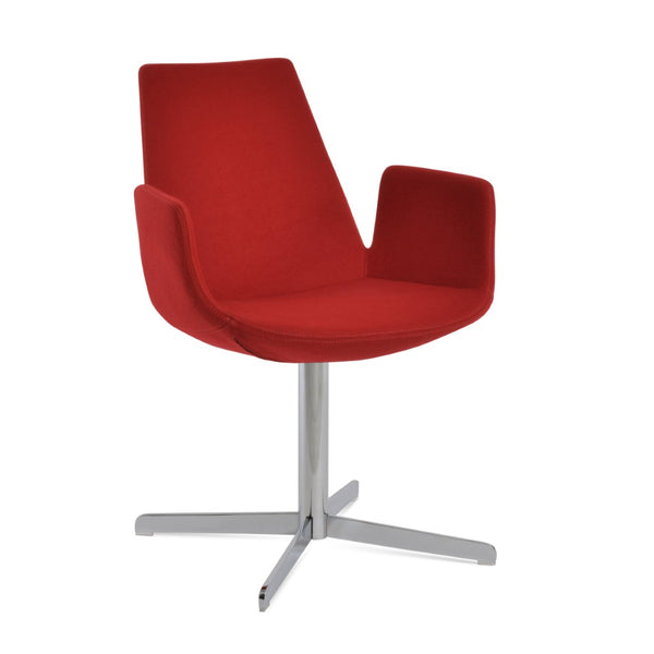 Soho Concept Eiffel Arm Galata Dining Chair - Stylish Wool Upholstery, Brass Finish, 10-year Guarantee, Durable Design Chrome,Red Steel Tubular Legs Soho-concept-dining-chair-02730