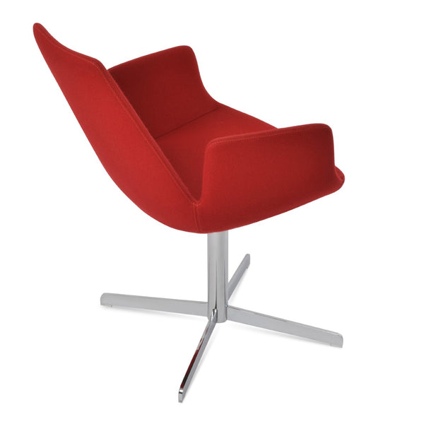 Soho Concept Eiffel Arm Galata Dining Chair - Stylish Wool Upholstery, Brass Finish, 10-year Guarantee, Durable Design Chrome,Red Steel Tubular Legs Soho-concept-dining-chair-02730