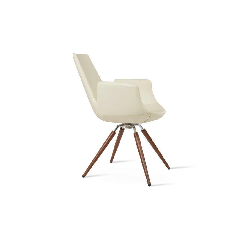 Soho Concept Eiffel Arm Pr-wood Dining Chair In Cream Leather & Walnut - 10-year Guarantee, Stylish Comfort & Durability Walnut  Soho-concept-dining-chair-03047