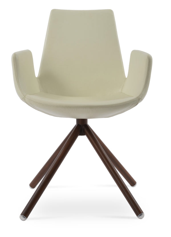 Soho Concept Eiffel Arm Pr-wood Dining Chair - Stylish Leatherette Seat, Solid Wood Base, 2-year Guarantee, 300 Lbs Walnut,Cream  Soho-concept-dining-chair-02761