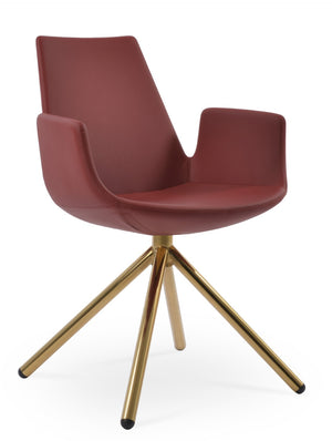 Soho Concept Eiffel Arm Office Chair With Adjustable Height, Premium Leatherette, And 2-year Guarantee – Limited Stock! Gold,Red  Soho-concept-dining-chair-02754