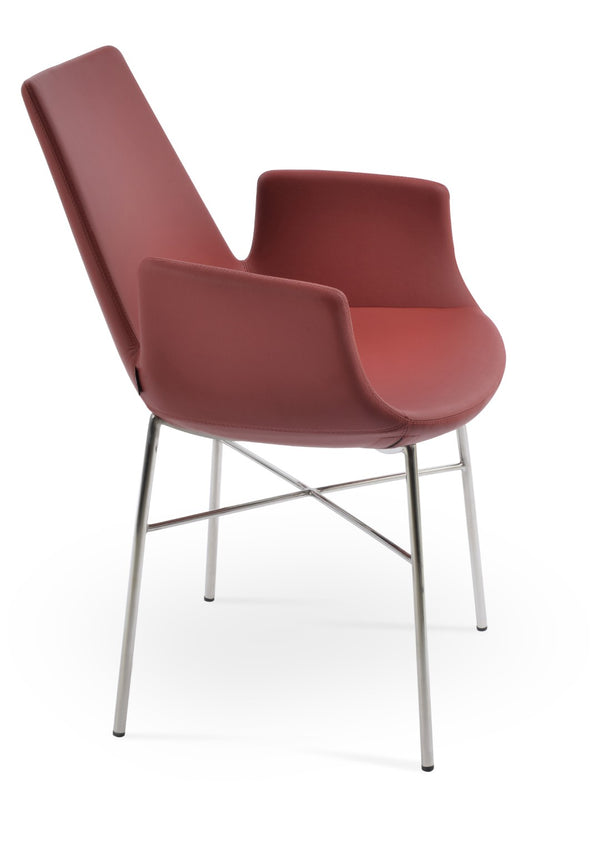 Soho Concept Eiffel Arm Piston Stool With Full Footrest - Adjustable Leatherette Dining Chair, 2-year Guarantee Red  Soho-concept-dining-chair-02781
