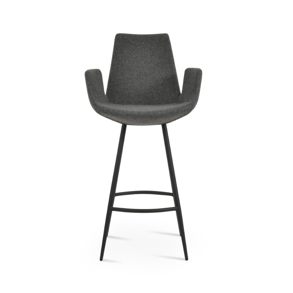 Soho Concept Eiffel Arm Galata Barstools & Counterstools - Stylish Wool Fabric, Durable Steel Legs, 10-year Warranty Black,Dark Grey Steel Tubular Legs Soho-concept-dining-chair-08224