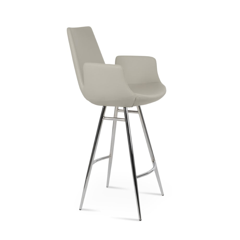 Soho Concept Eiffel Arm Barstools & Counterstools - Stylish Leatherette Finish, Chrome Base, 2-year Warranty! Chrome,Light Grey Steel Tubular Legs Soho-concept-dining-chair-08225