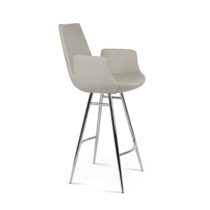 Soho Concept Eiffel Arm Barstools & Counterstools - Stylish Leatherette Finish, Chrome Base, 2-year Warranty! Chrome,Light Grey Steel Tubular Legs Soho-concept-dining-chair-06762