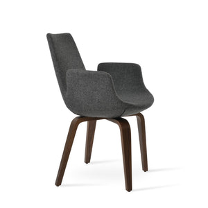 Soho Concept Eiffel Arm Pr-wood Dining Chair In Camira Blazer Wool Fabric With 10-year Guarantee & Comfort Design Walnut,Dark Grey  Soho-concept-dining-chair-02826