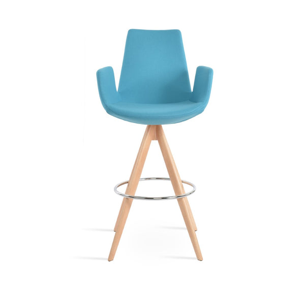 Soho Concept Eiffel Arm Barstools & Counterstools - Stylish Wool Fabric, Solid Wood Base, 10-year Guarantee! Natural,Turquoise  Soho-concept-dining-chair-08232