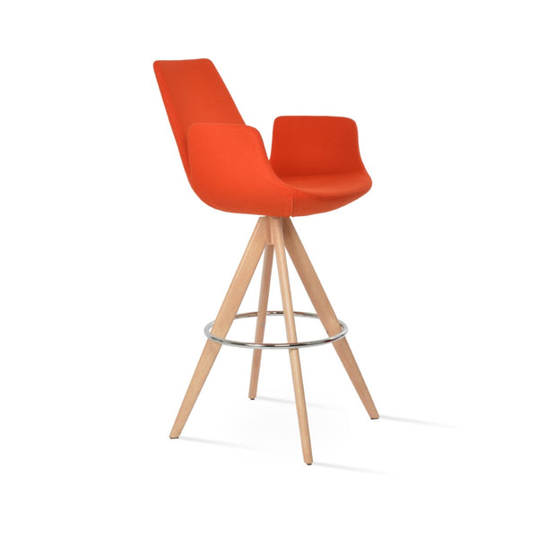 Soho Concept Eiffel Arm Barstools & Counterstools - Stylish Wool Fabric, Solid Wood Base, 10-year Guarantee! Natural,Orange  Soho-concept-dining-chair-08231