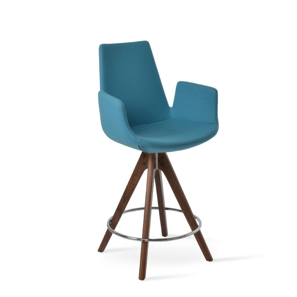 Soho Concept Eiffel Arm Barstools & Counterstools - Stylish Wool Fabric, Solid Wood Base, 10-year Guarantee! Walnut,Turquoise  Soho-concept-dining-chair-08229