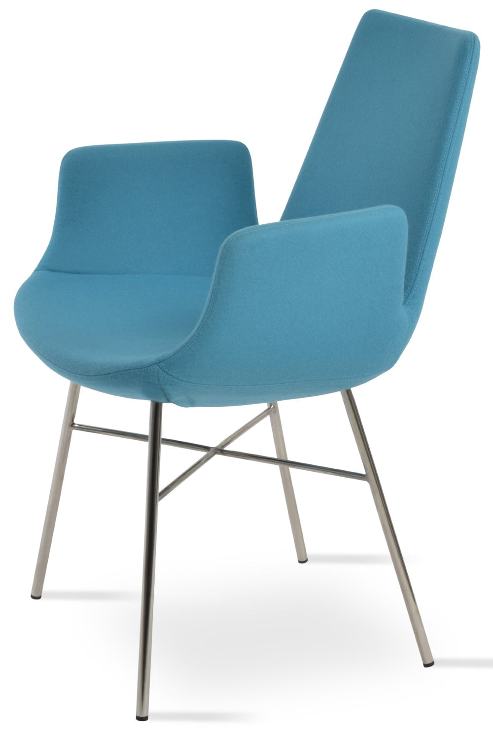 Soho Concept Eiffel Adjustable Arm Piston Stool With Footrest - Premium Camira Wool & Boucle Fabrics, 10-year Guarantee Turquoise  Soho-concept-dining-chair-02802