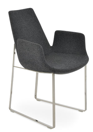 Soho Concept Eiffel Arm Wire Counter & Bar Chair - Stylish Wool Fabric, 10-year Guarantee, Modern Design, Dark Grey Chrome,Dark Grey  Soho-concept-dining-chair-02855