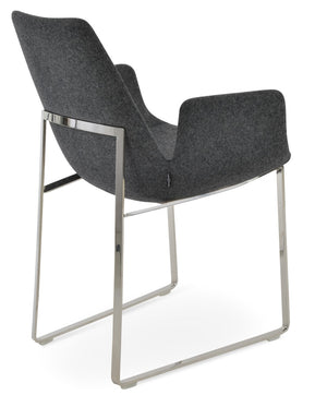 Soho Concept Eiffel Arm Wire Counter & Bar Chair - Stylish Wool Fabric, 10-year Guarantee, Modern Design, Dark Grey Chrome,Dark Grey  Soho-concept-dining-chair-02855