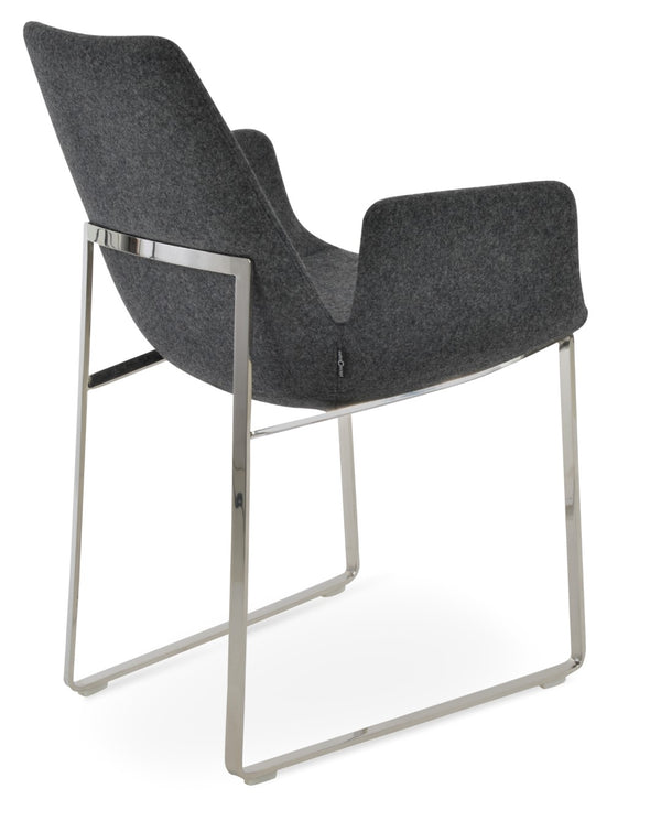 Soho Concept Eiffel Arm Wire Counter & Bar Chair - Stylish Wool Fabric, 10-year Guarantee, Modern Design, Dark Grey Chrome,Dark Grey  Soho-concept-dining-chair-02855