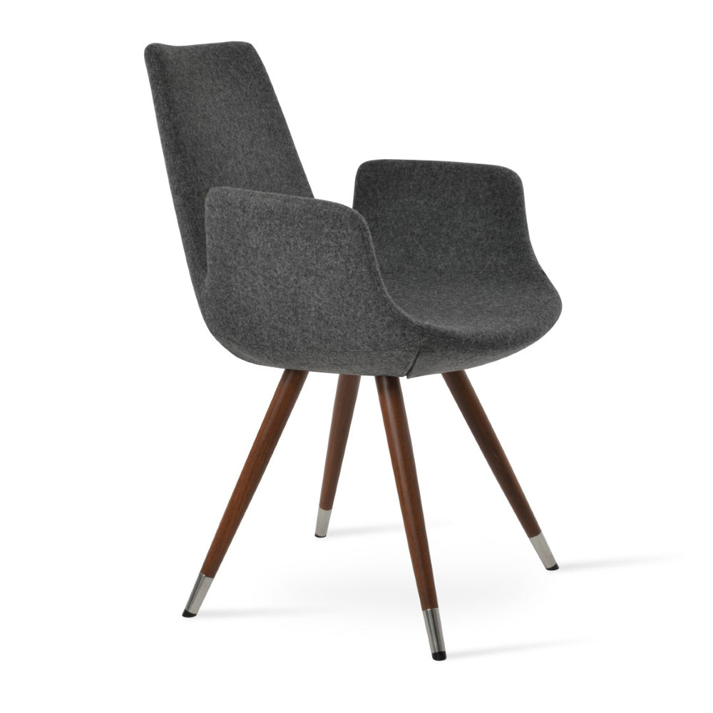 Soho Concept Eiffel Arm Pyramid Dining Chair - Camira Blazer Wool, 10-year Guarantee, Walnut Finish, Stylish Comfort Walnut,Dark Grey  Soho-concept-dining-chair-02900