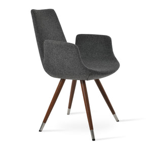 Soho Concept Eiffel Arm Pyramid Dining Chair - Camira Blazer Wool, 10-year Guarantee, Walnut Finish, Stylish Comfort Walnut,Dark Grey  Soho-concept-dining-chair-02900