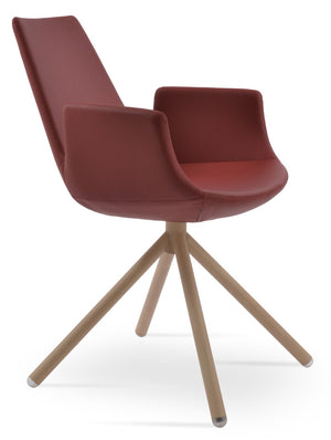 Soho Concept Eiffel Arm Wood Bar & Counter Stool - Premium Leatherette, Solid Wood, Stylish & Durable Design Natural,Red  Soho-concept-dining-chair-02915