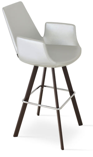 Soho Concept Eiffel Arm Barstools & Counterstools - Premium Camira Fabrics, Solid Wood Base, 10-year Guarantee, Elegant Design Walnut,Silver  Soho-concept-dining-chair-08237