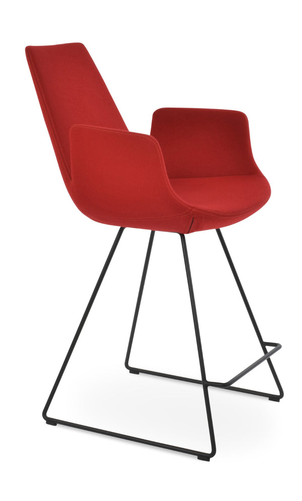 Soho Concept Eiffel Arm Barstools & Counterstools - Stylish Wool Fabric, Chrome Finish, 10-year Warranty, Versatile Design Black,Red  Soho-concept-dining-chair-08248