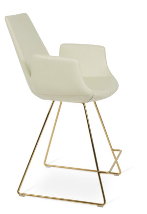 Soho Concept Eiffel Arm Barstools & Counterstools - Luxurious Boucle Fabric, 10-year Guarantee, Stylish Gold Finish Gold,Cream  Soho-concept-dining-chair-08247