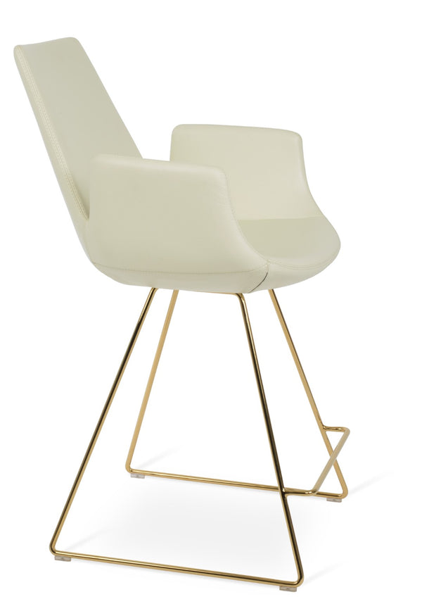 Soho Concept Eiffel Arm Barstools & Counterstools - Luxurious Boucle Fabric, 10-year Guarantee, Stylish Gold Finish Gold,Cream  Soho-concept-dining-chair-08247