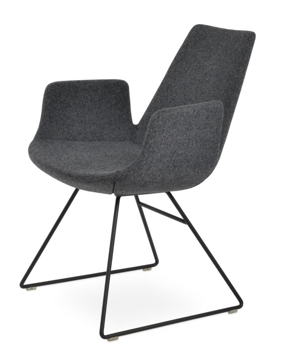 Soho Concept Eiffel Arm Wire Counter & Bar Chair - Stylish Wool Fabric, 10-year Guarantee, Modern Design, Dark Grey Black,Dark Grey  Soho-concept-dining-chair-02946