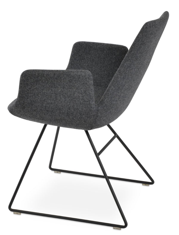 Soho Concept Eiffel Arm Wire Counter & Bar Chair - Stylish Wool Fabric, 10-year Guarantee, Modern Design, Dark Grey Black,Dark Grey  Soho-concept-dining-chair-02945