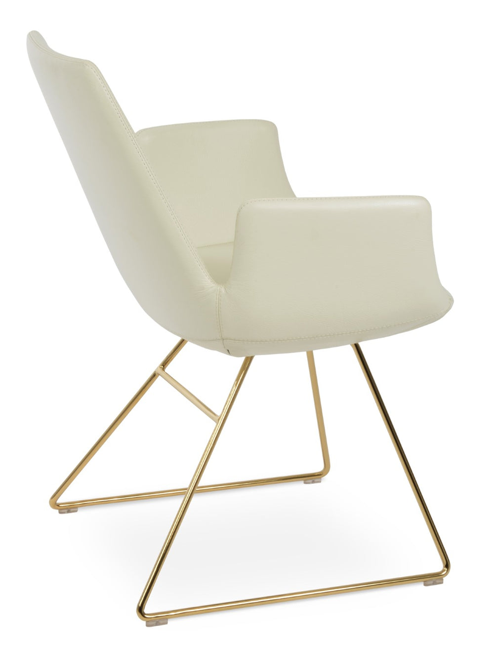 Soho Concept Eiffel Arm Wire Bar & Counter Chair - Elegant Camira Yoredale Boucle Fabric, 10-year Warranty, Gold Chrome,Cream  Soho-concept-dining-chair-03011