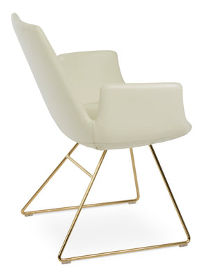 Soho Concept Eiffel Arm Wire Bar & Counter Chair - Elegant Camira Yoredale Boucle Fabric, 10-year Warranty, Gold Gold,Cream  Soho-concept-dining-chair-02949