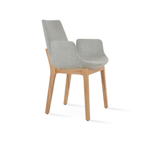Soho Concept Eiffel Arm Wood Counter & Bar Dining Chair - Solid Wood, Wool Upholstery, 10-year Guarantee, Dark Grey Silver,Ash,Natural  Soho-concept-dining-chair-02958
