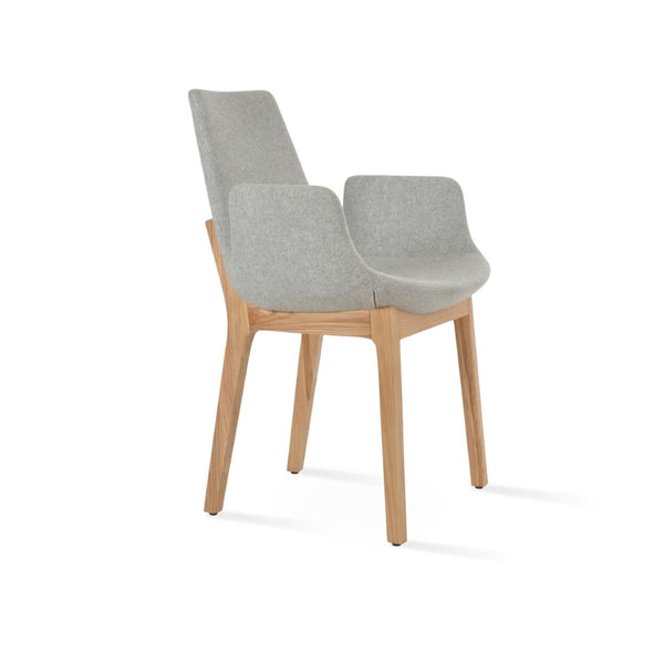 Soho Concept Eiffel Arm Wood Counter & Bar Dining Chair - Solid Wood, Wool Upholstery, 10-year Guarantee, Dark Grey Silver,Ash,Natural  Soho-concept-dining-chair-02958