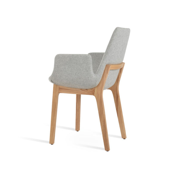 Soho Concept Eiffel Arm Wood Counter & Bar Dining Chair - Solid Wood, Wool Upholstery, 10-year Guarantee, Dark Grey Silver,Ash,Natural  Soho-concept-dining-chair-02958