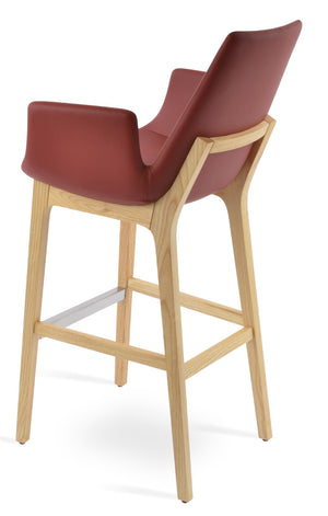 Soho Concept Eiffel Arm Barstools & Counterstools - Premium Camira Fabrics, Solid Wood Base, 10-year Guarantee, Elegant Design Ash,Red  Soho-concept-dining-chair-08251