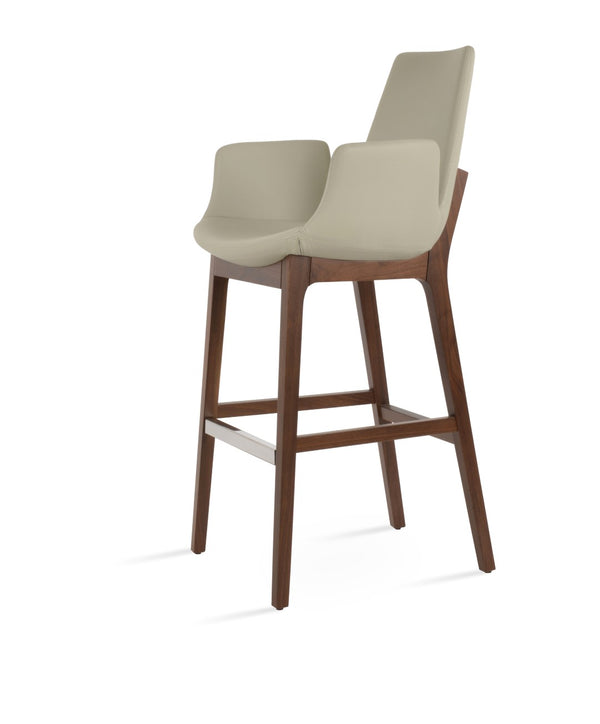 Soho Concept Eiffel Arm Barstools & Counterstools - Premium Camira Fabrics, Solid Wood Base, 10-year Guarantee, Elegant Design Walnut  Soho-concept-dining-chair-08249