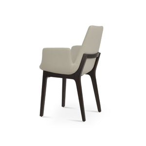 Soho Concept Eiffel Arm Wood Bar & Counter Stool - Premium Leatherette, Solid Wood, Stylish & Durable Design Light Grey  Soho-concept-dining-chair-02962