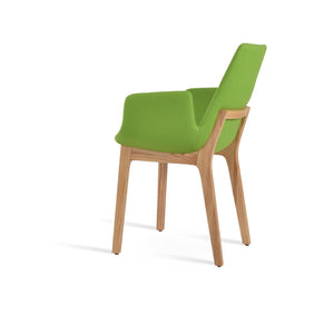 Soho Concept Eiffel Arm Wood Counter & Bar Dining Chair - Solid Wood, Wool Upholstery, 10-year Guarantee, Dark Grey Ash,Natural  Soho-concept-dining-chair-02963