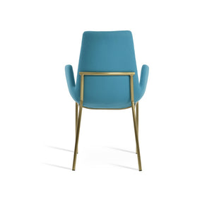 Soho Concept Eiffel Arm Galata Dining Chair - Stylish Wool Upholstery, Brass Finish, 10-year Guarantee, Durable Design Brass,Turquoise Steel Tubular Legs Soho-concept-dining-chair-02713