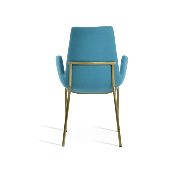 Soho Concept Eiffel Arm Galata Dining Chair - Stylish Wool Upholstery, Brass Finish, 10-year Guarantee, Durable Design Brass,Turquoise Steel Tubular Legs Soho-concept-dining-chair-02713