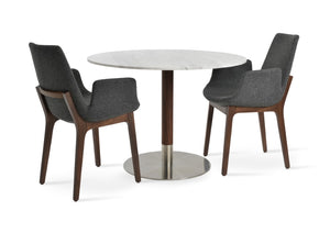 Soho Concept Eiffel Arm Wood Counter & Bar Dining Chair - Solid Wood, Wool Upholstery, 10-year Guarantee, Dark Grey Walnut,Dark Grey  Soho-concept-dining-chair-02733