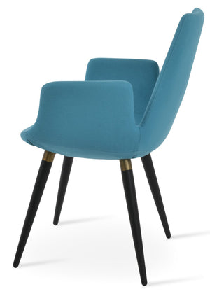 Soho Concept Eiffel Arm Ana Counter & Bar Stools - Stylish Wool Upholstery, Metal Base, 10-year Guarantee, Turquoise Black,Gold  Soho-concept-dining-chair-02734