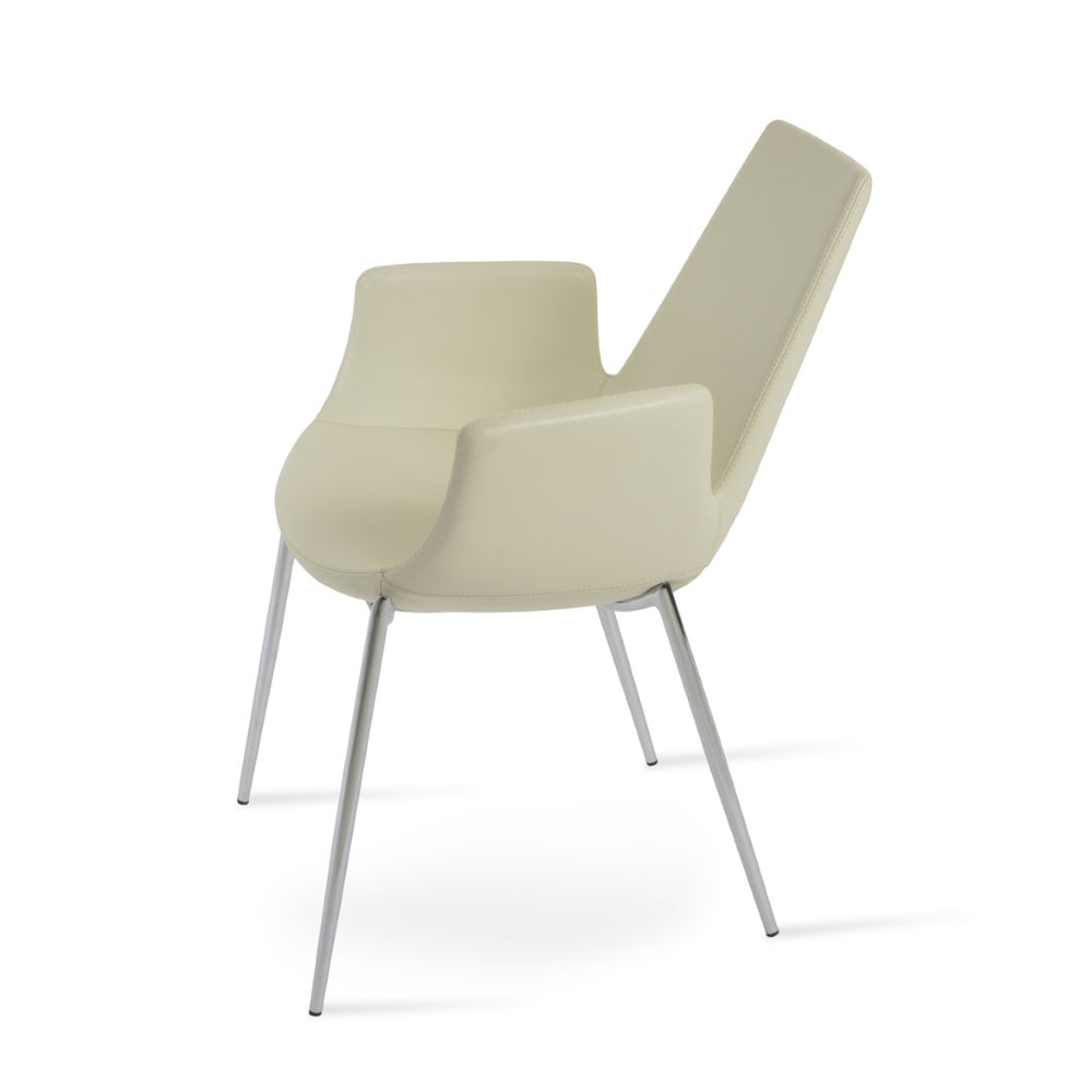 Soho Concept Eiffel Arm Galata Dining Chair - Soft Leatherette, Chrome Legs, Stylish Design, 2-year Guarantee Chrome,Brown Steel Tubular Legs Soho-concept-dining-chair-03042